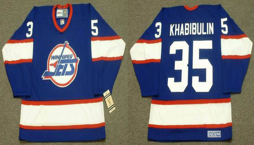 2019 Men Winnipeg Jets 35 Khabibulin blue CCM NHL jersey